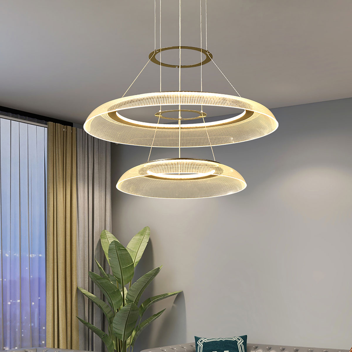 Afgestudeerde cirkelkroonluchter | Art Deco ronde kroonluchter