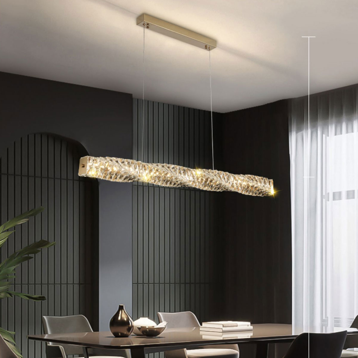 Lange kristallen hanglamp