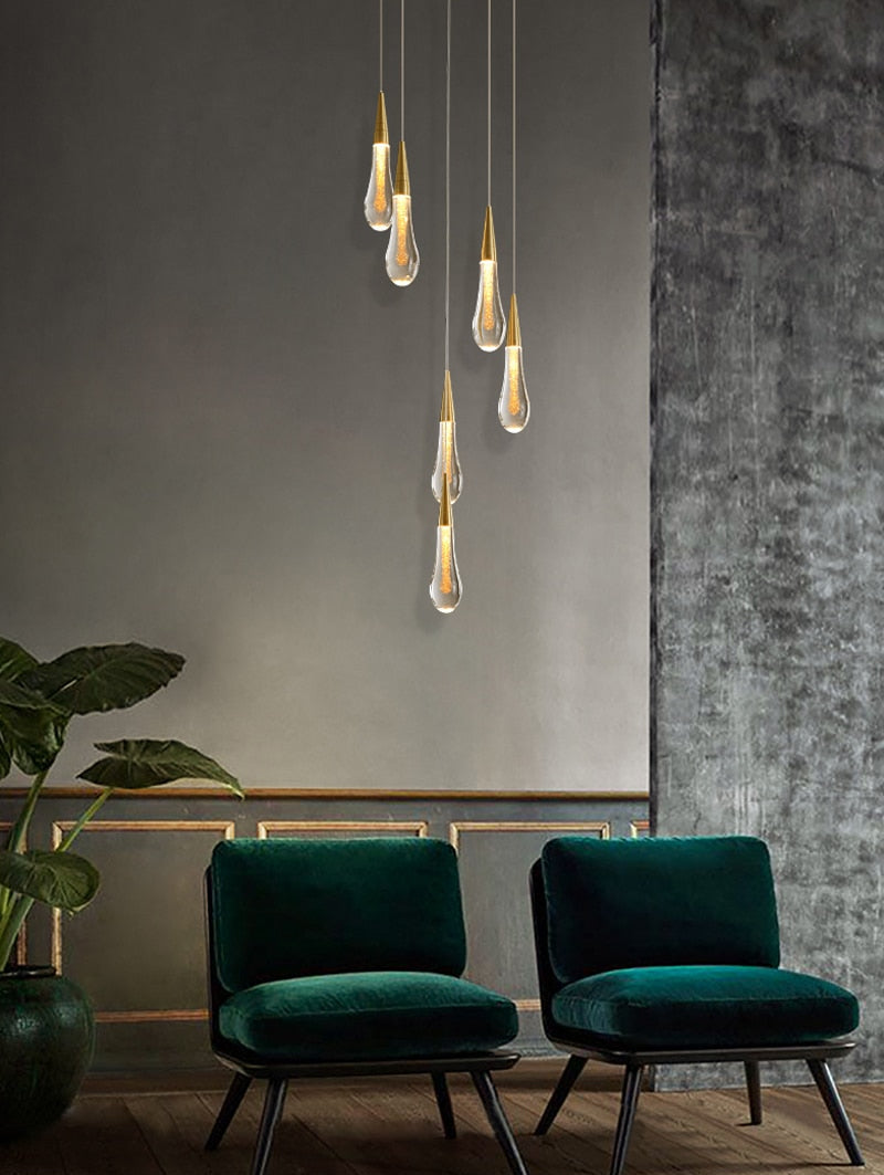 LED glazen druppels kroonluchter