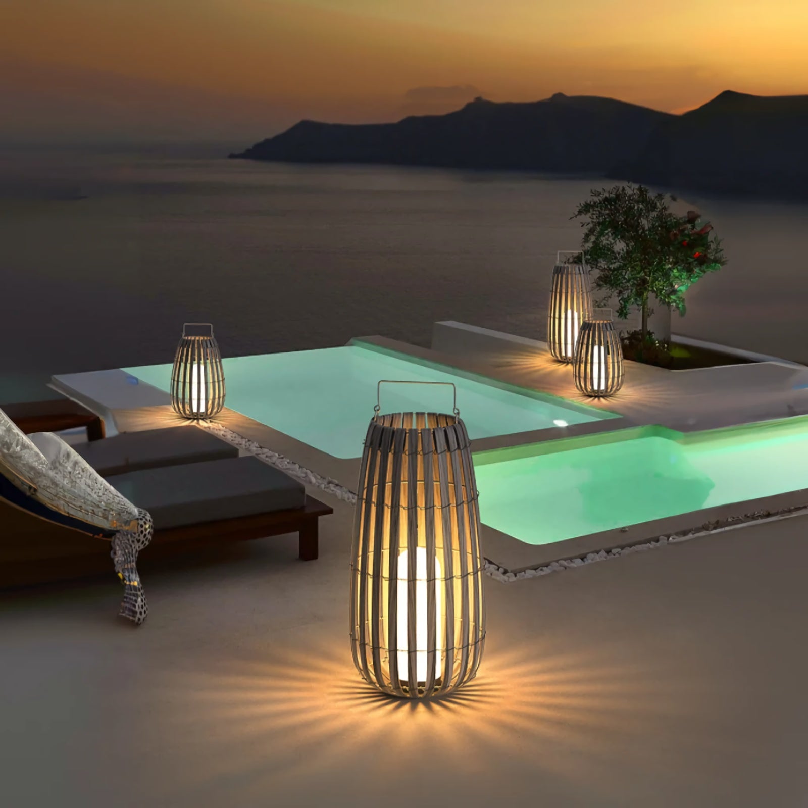 Tuin rotan vloerlamp