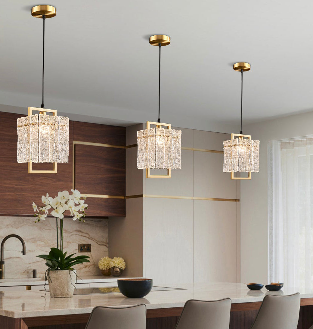 Vierkant frame gebarsten glazen lampenkap wandlamp