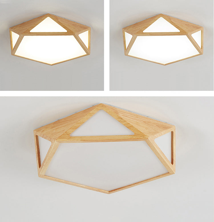 Geometrische houten plafondlamp
