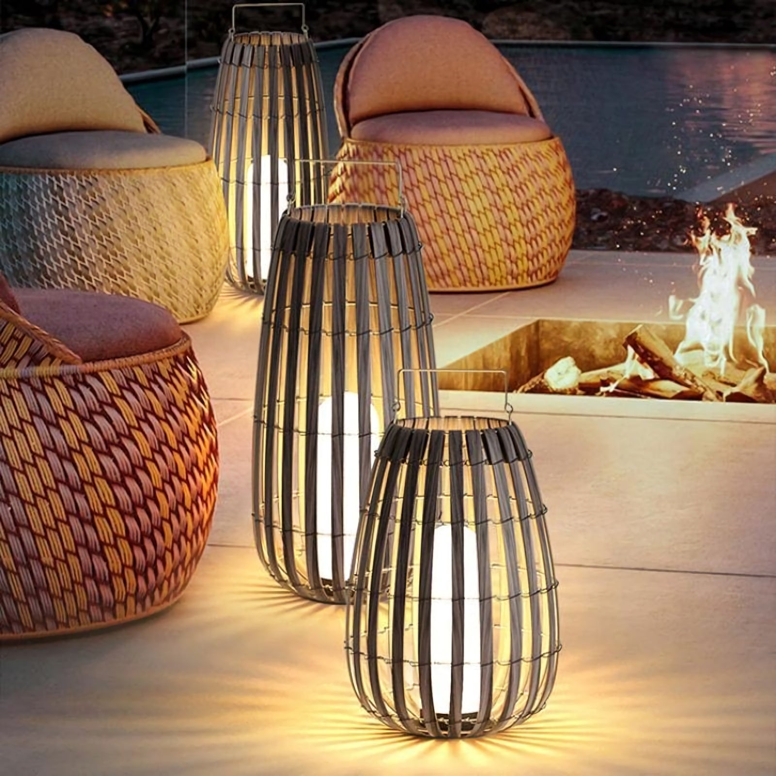 Tuin rotan vloerlamp