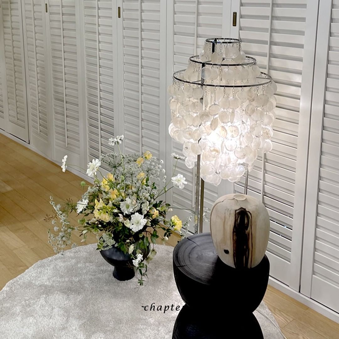 Vintage schelpenvloerlamp