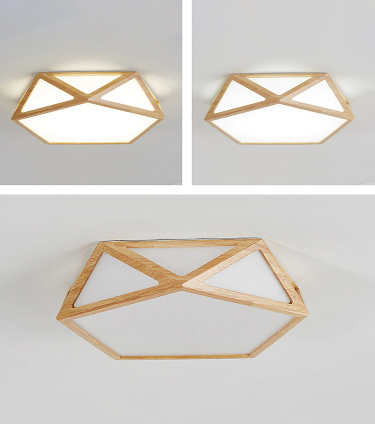 Geometrische houten plafondlamp