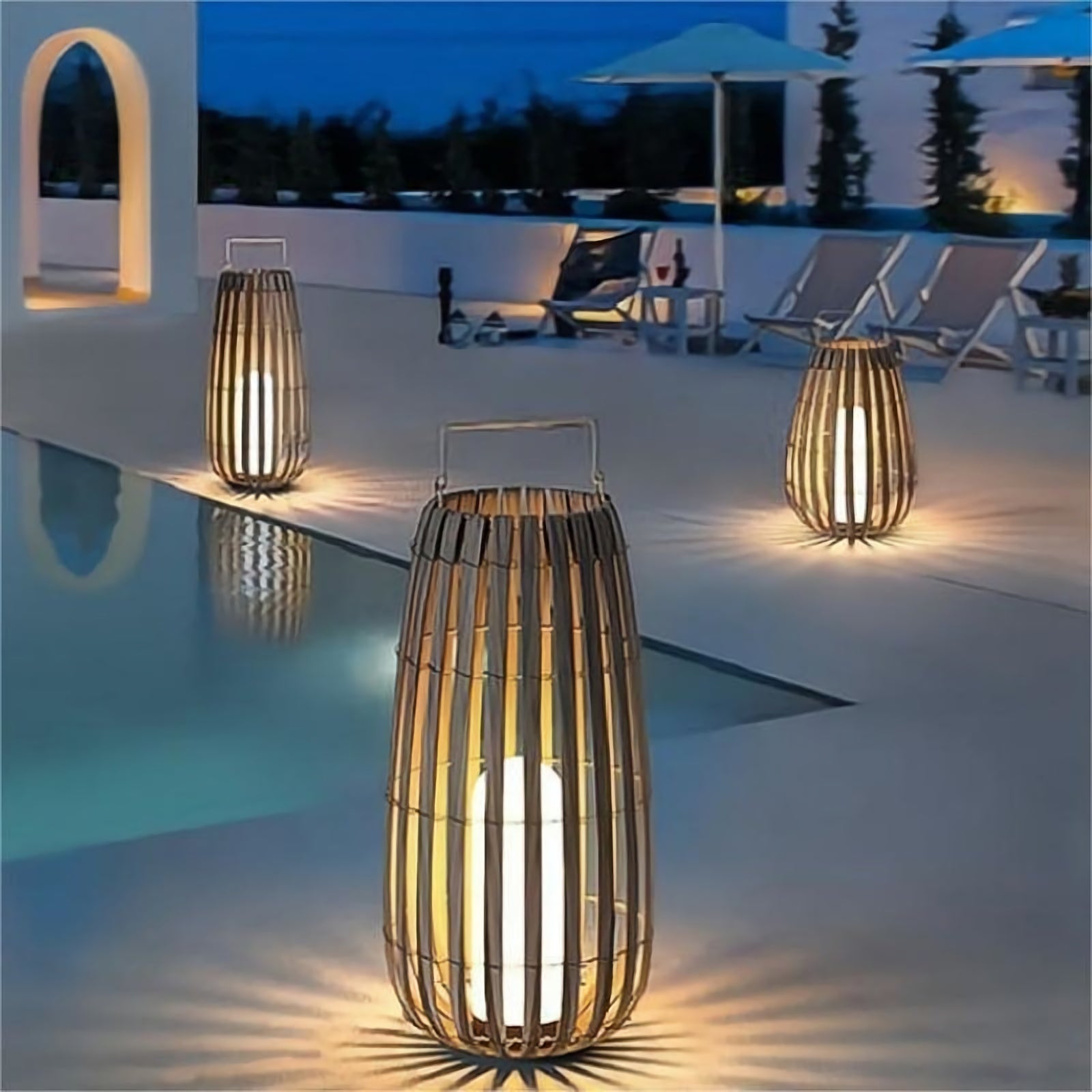 Tuin rotan vloerlamp