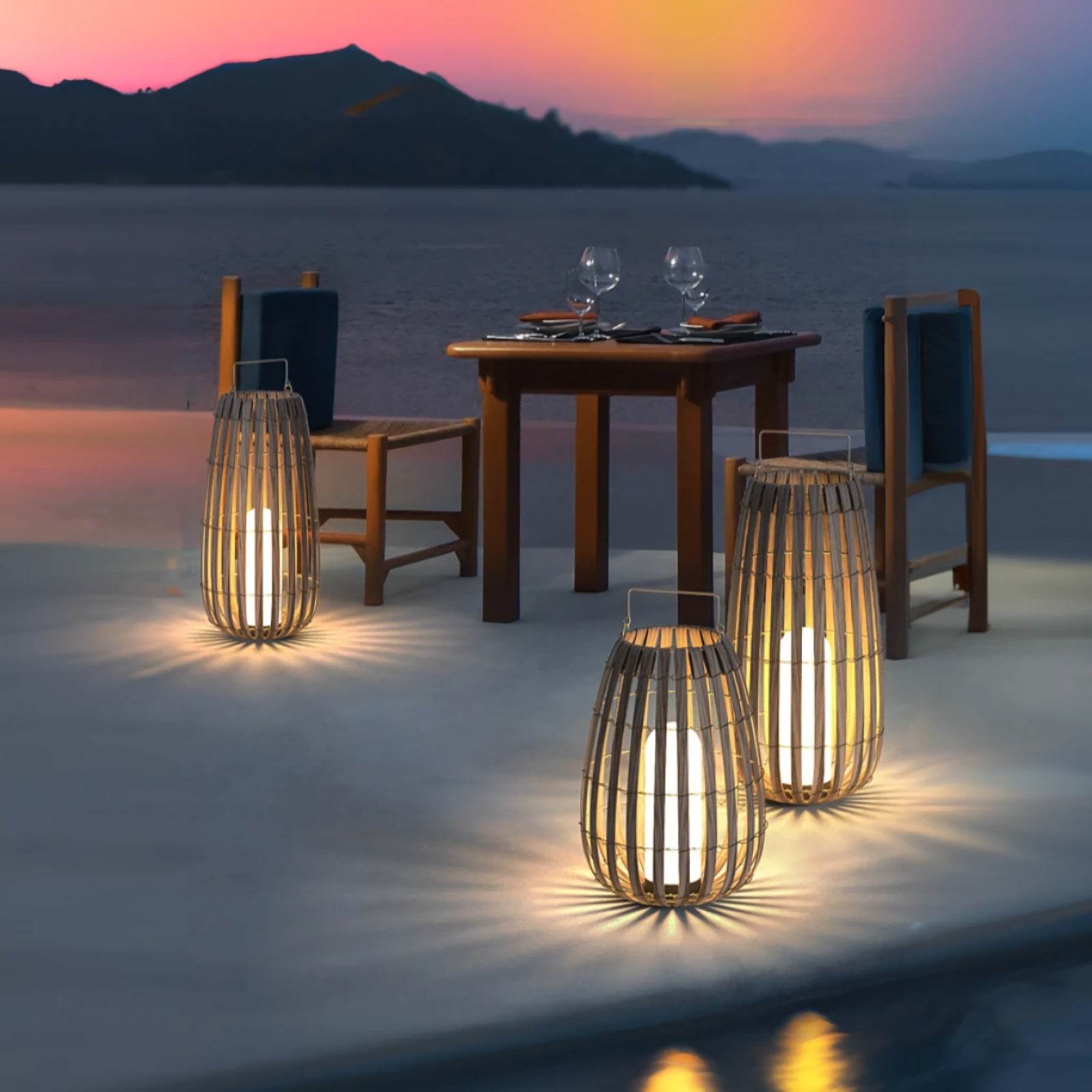 Tuin rotan vloerlamp