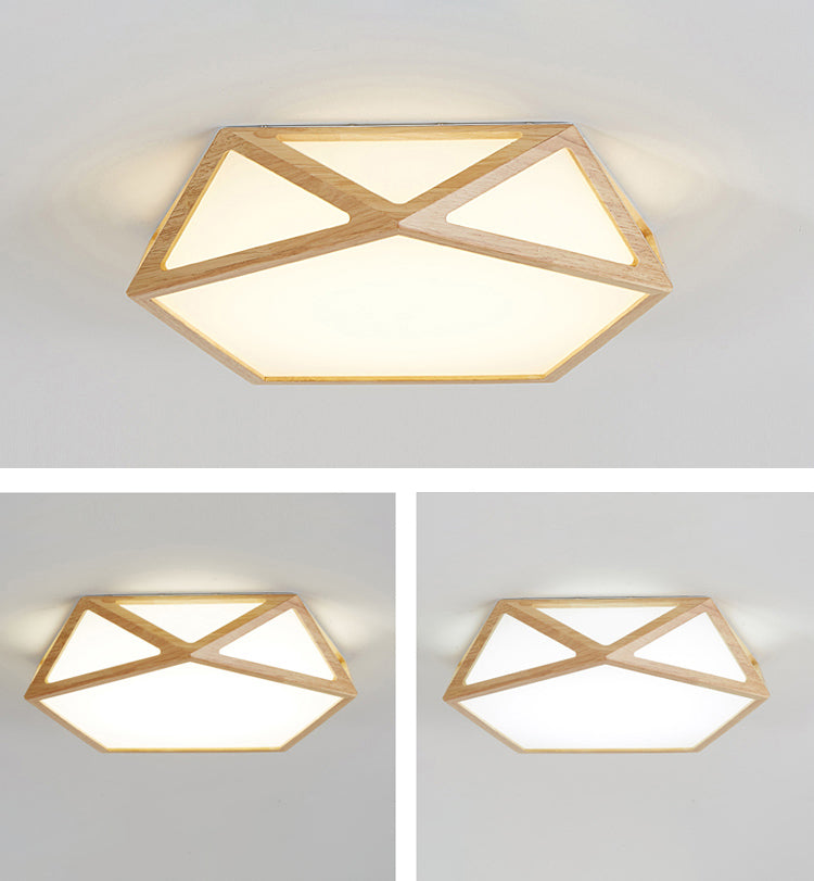 Geometrische houten plafondlamp