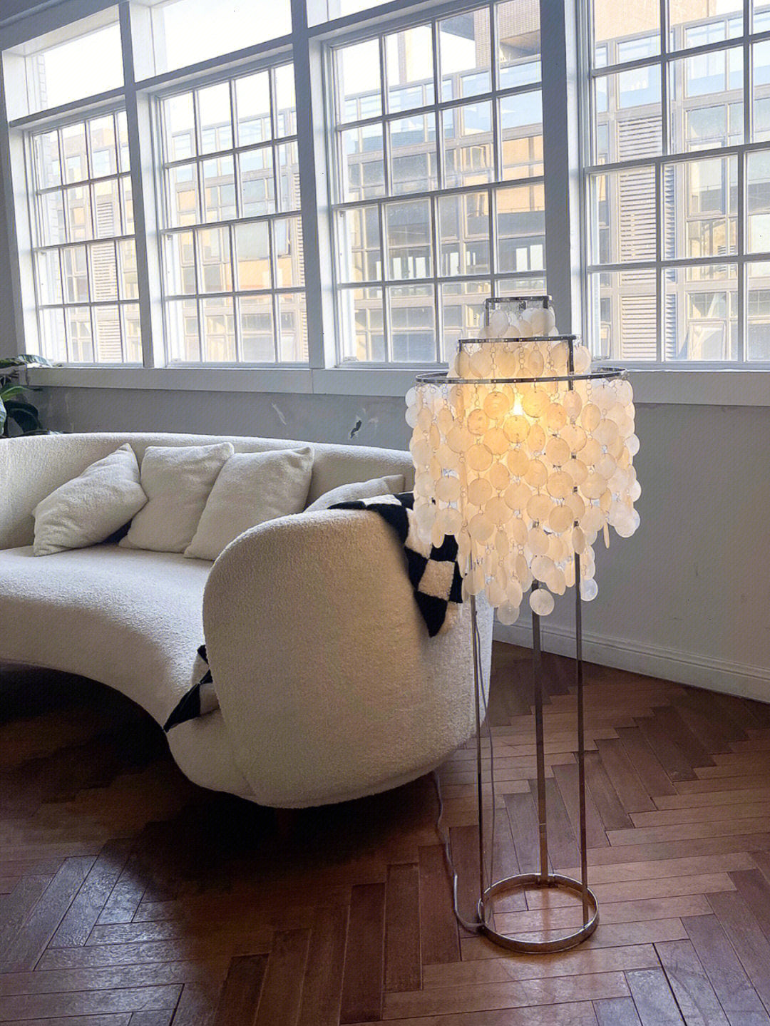 Vintage schelpenvloerlamp
