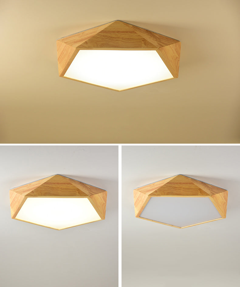 Geometrische houten plafondlamp