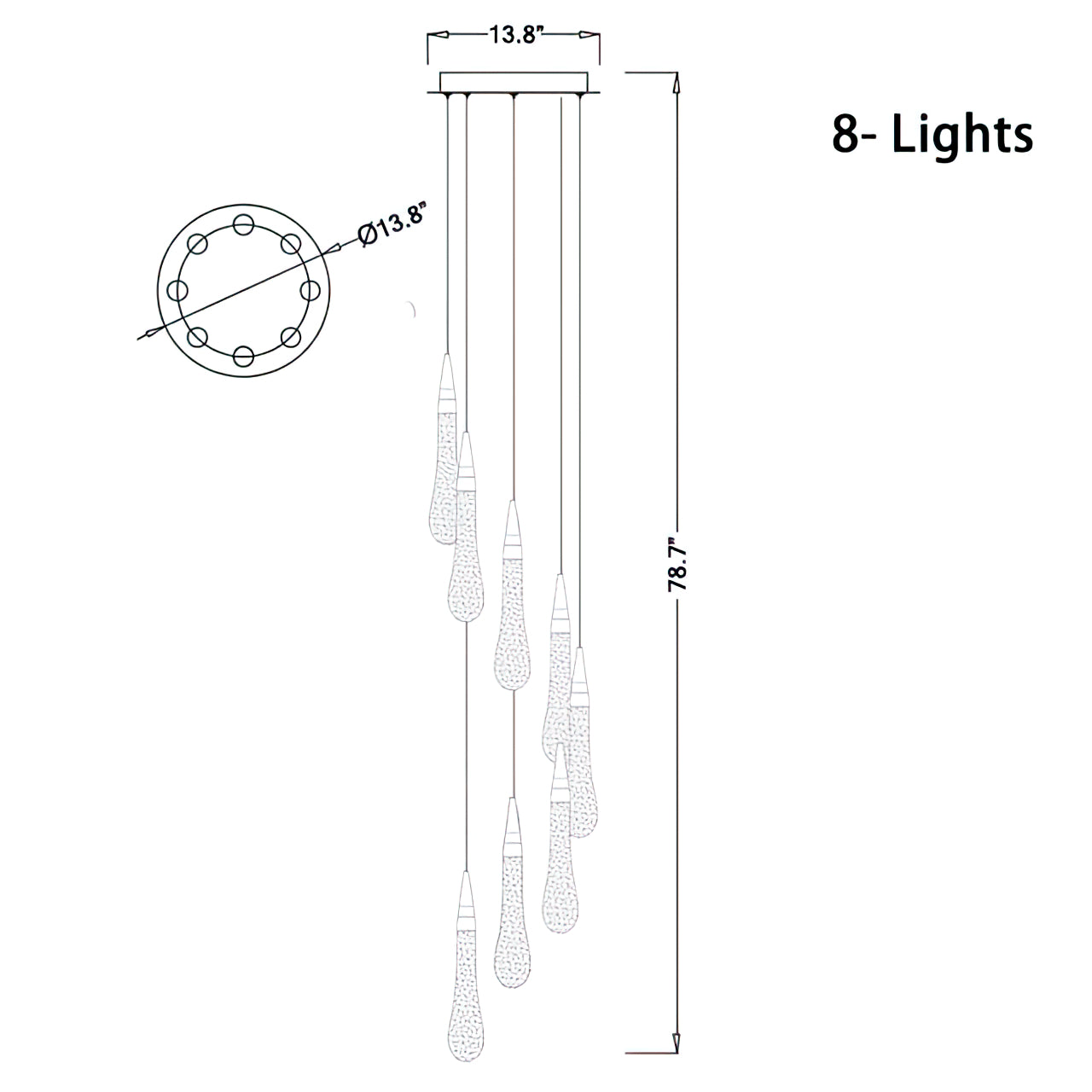 LED glazen druppels kroonluchter