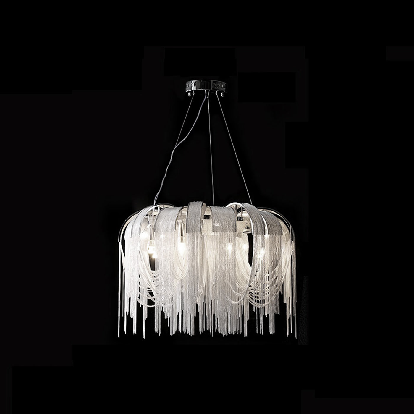 Chroom aluminium ketting kwast kroonluchter