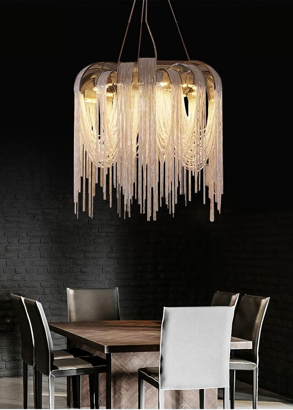 Chroom aluminium ketting kwast kroonluchter
