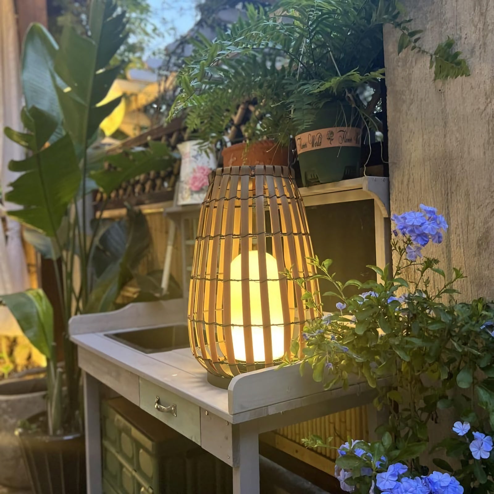 Tuin rotan vloerlamp