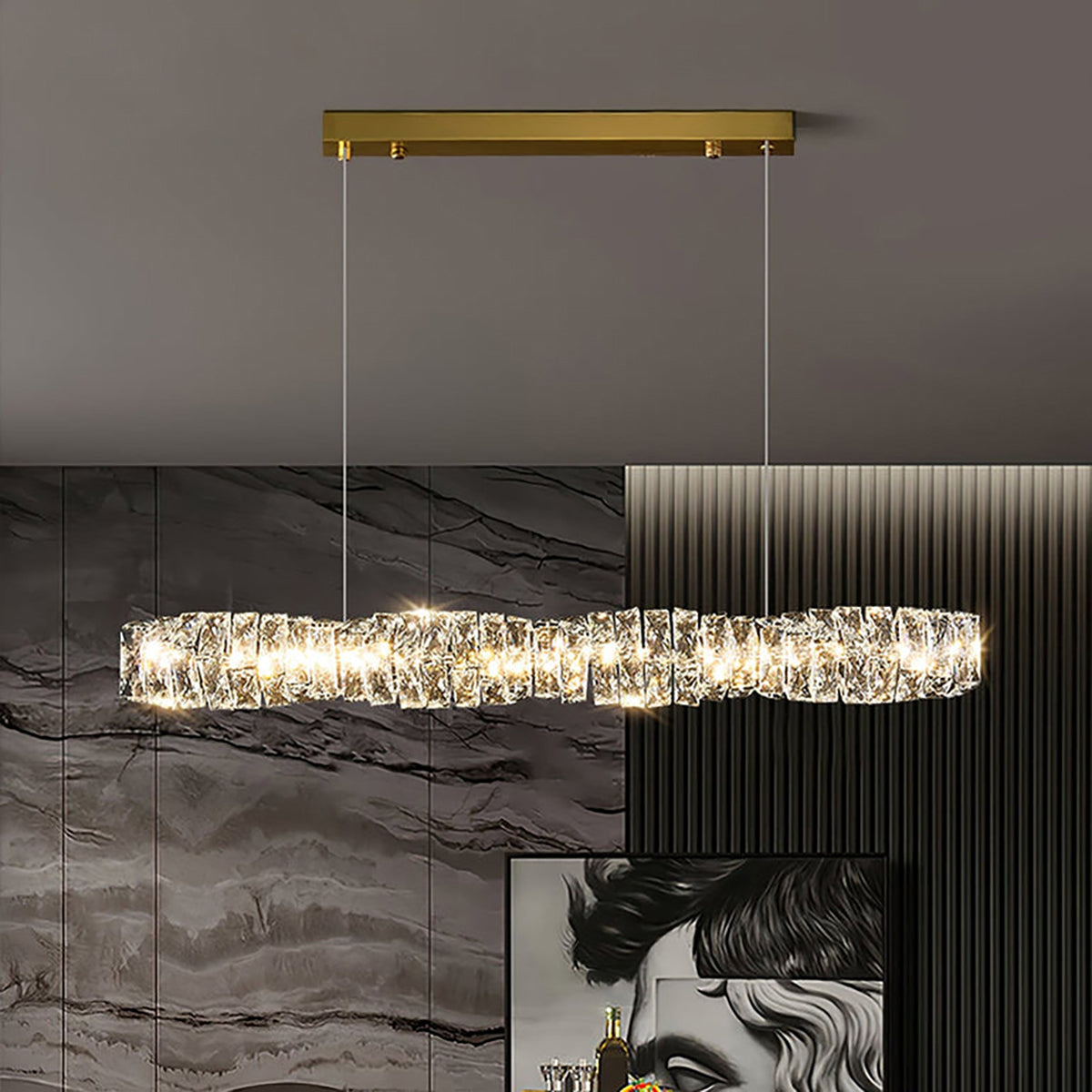 Lange kristallen hanglamp
