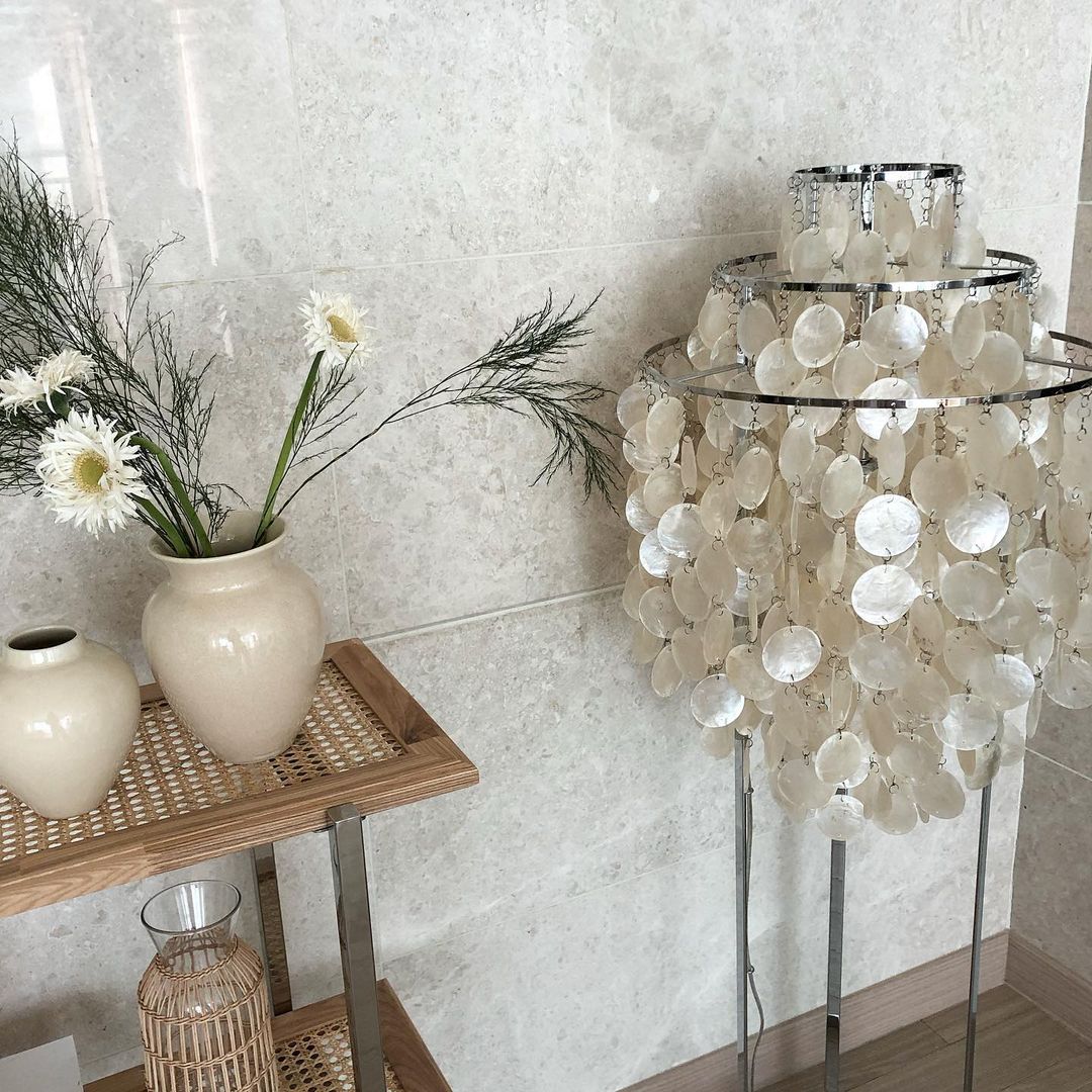 Vintage schelpenvloerlamp