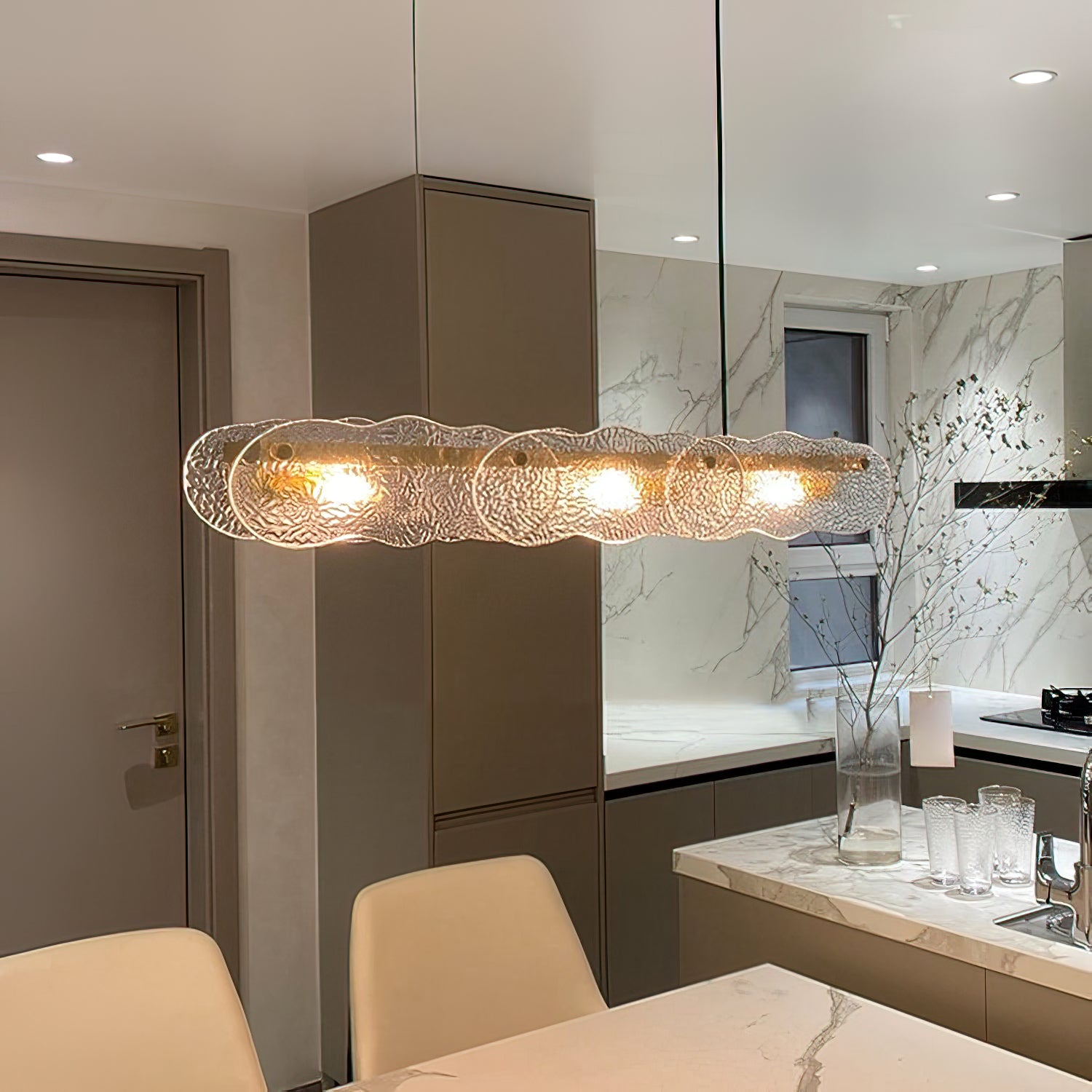 Water Ripple Glass Island Chandeliers