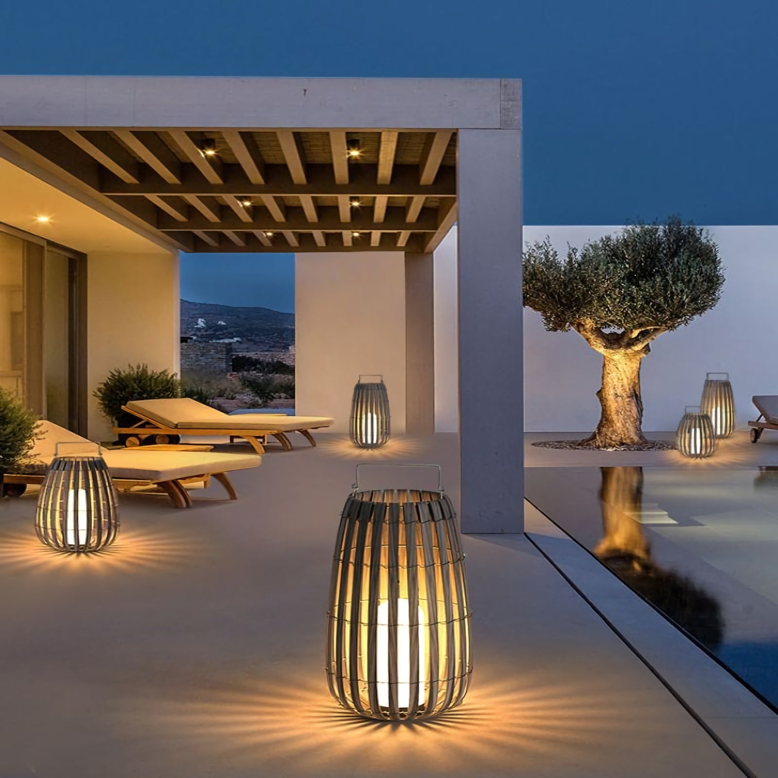Tuin rotan vloerlamp
