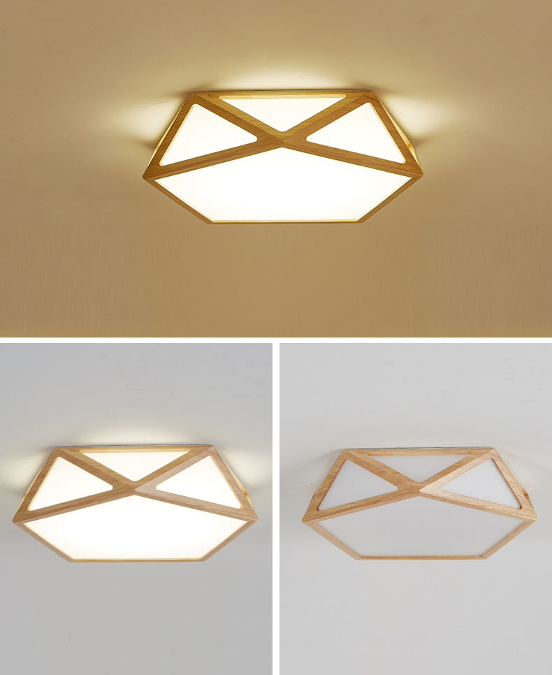 Geometrische houten plafondlamp