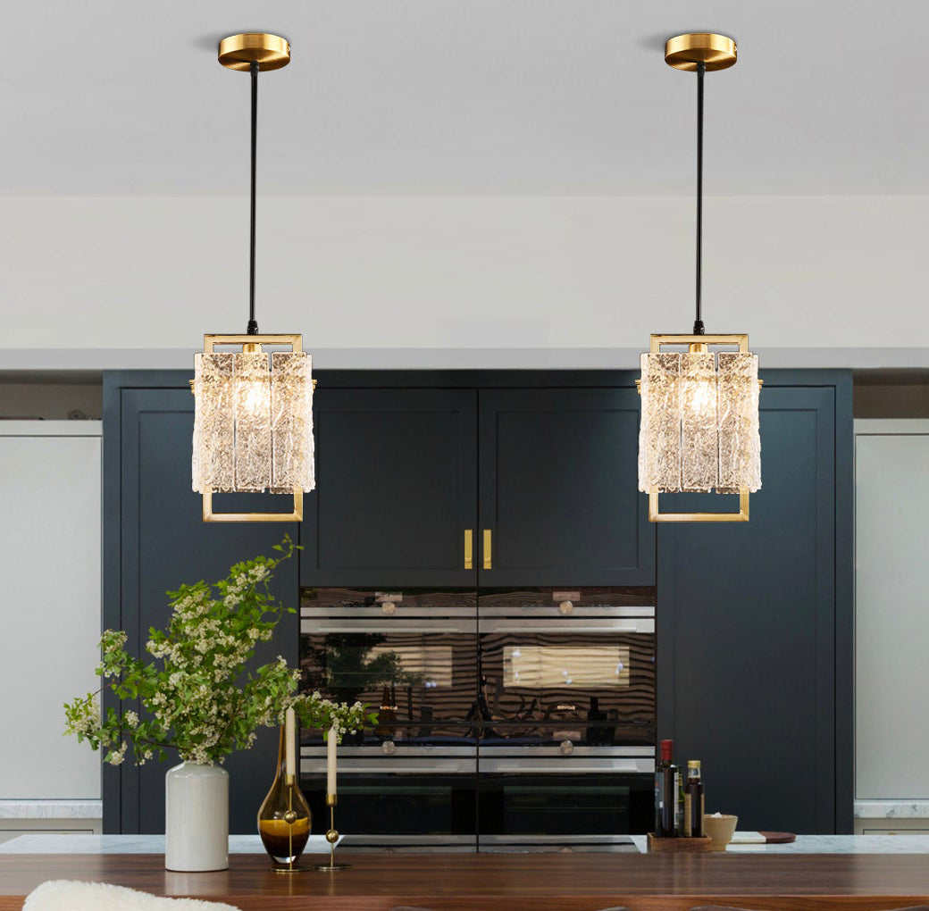 Vierkant frame gebarsten glazen lampenkap wandlamp