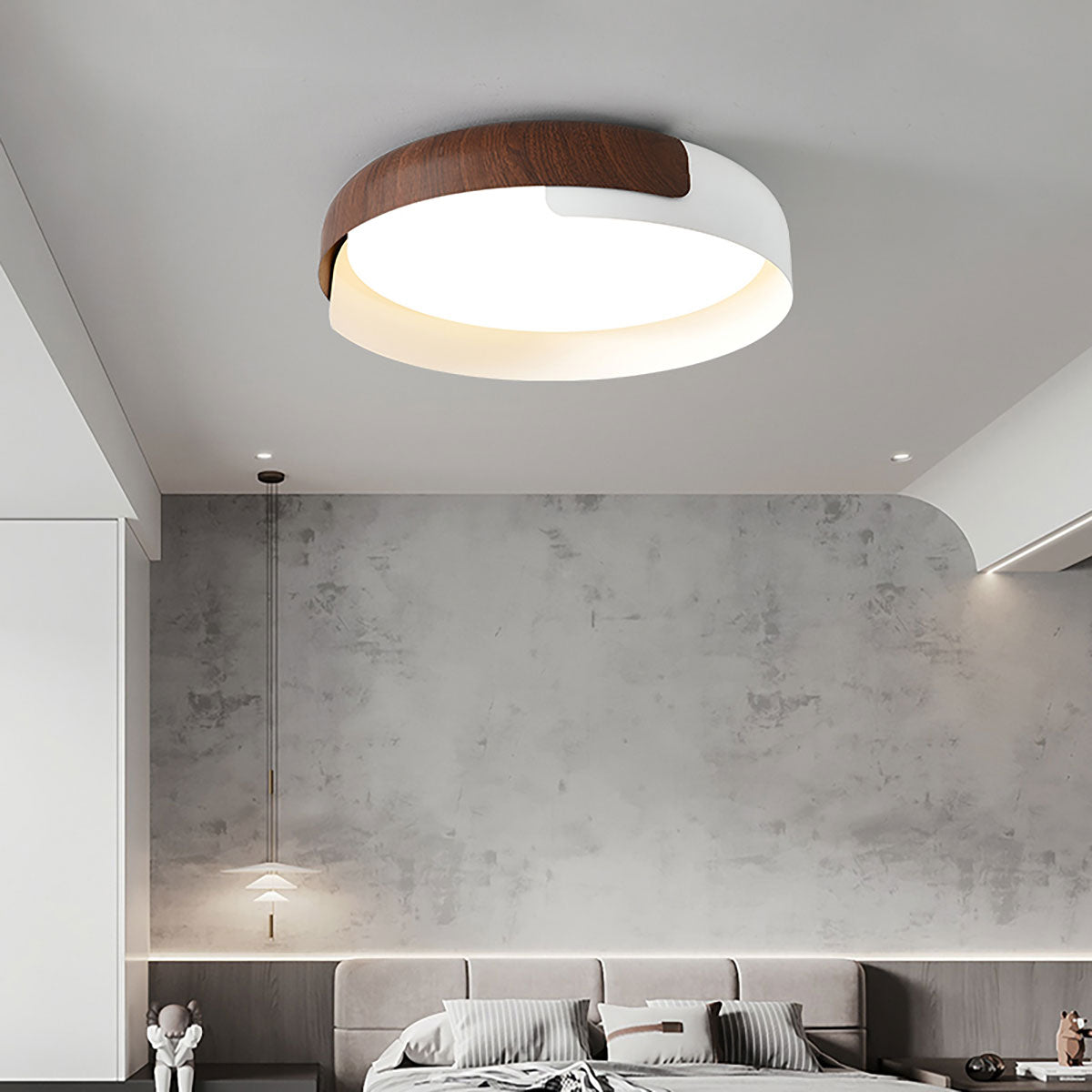 Hout geschilderde ronde plafondlamp