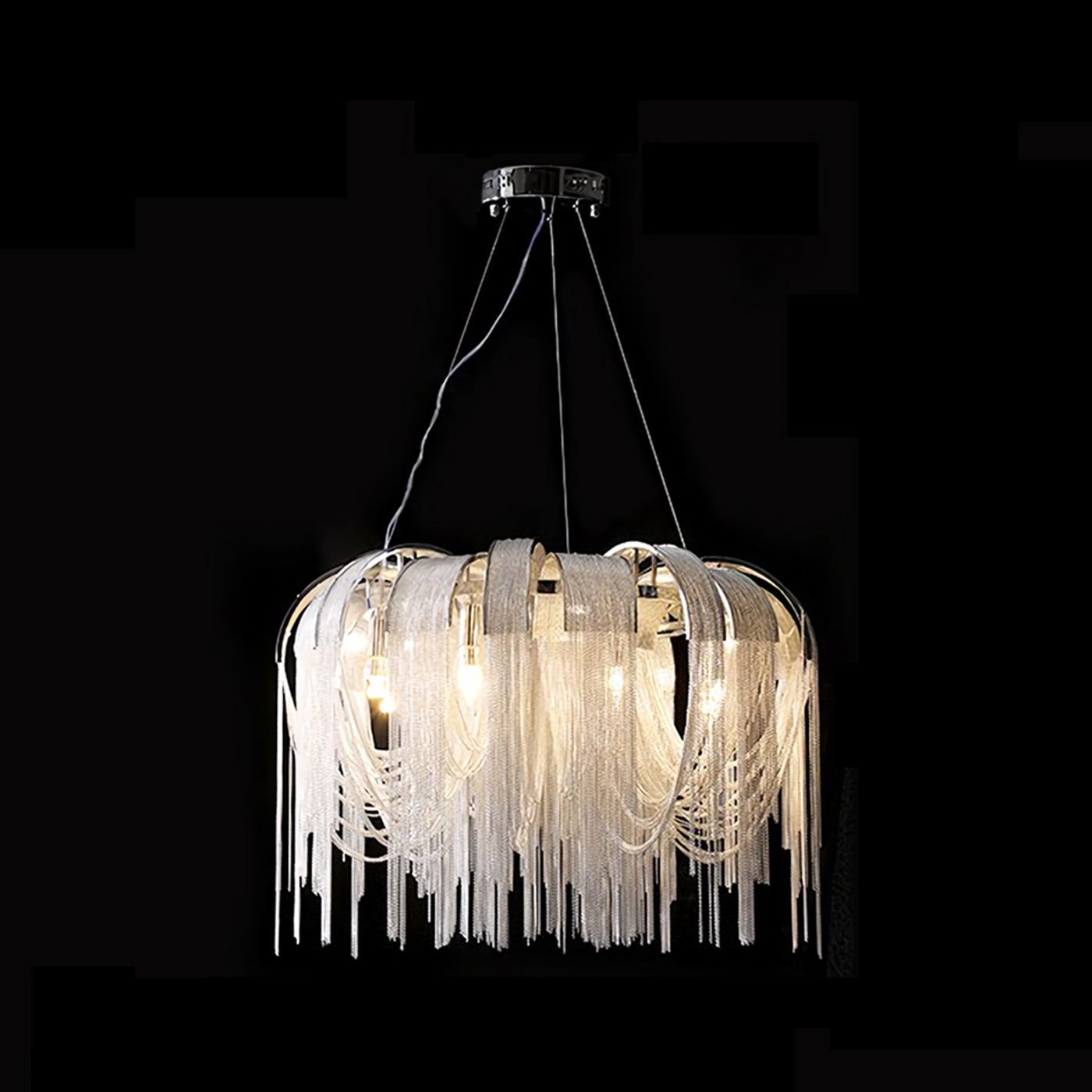 Chroom aluminium ketting kwast kroonluchter