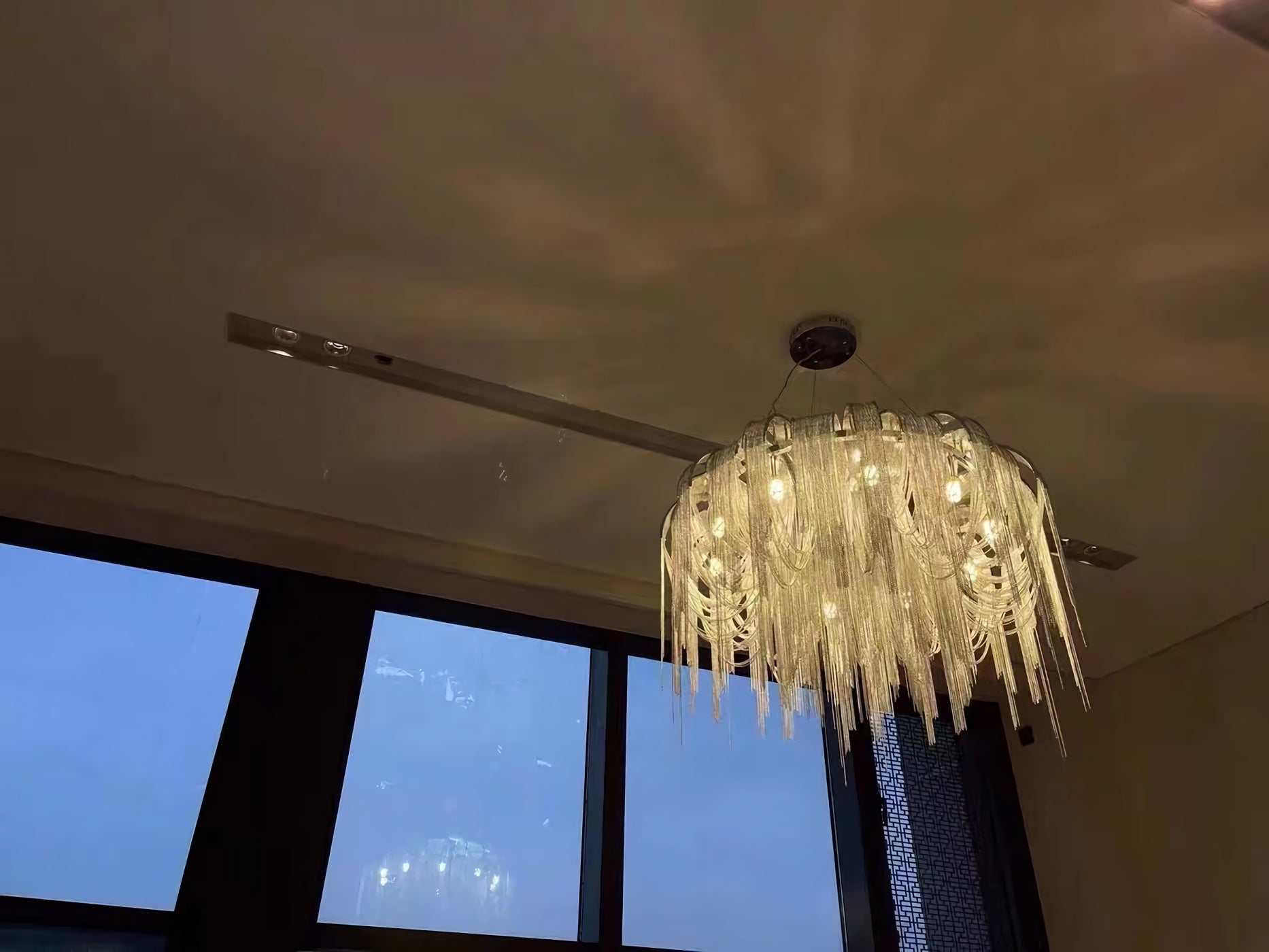 Chroom aluminium ketting kwast kroonluchter
