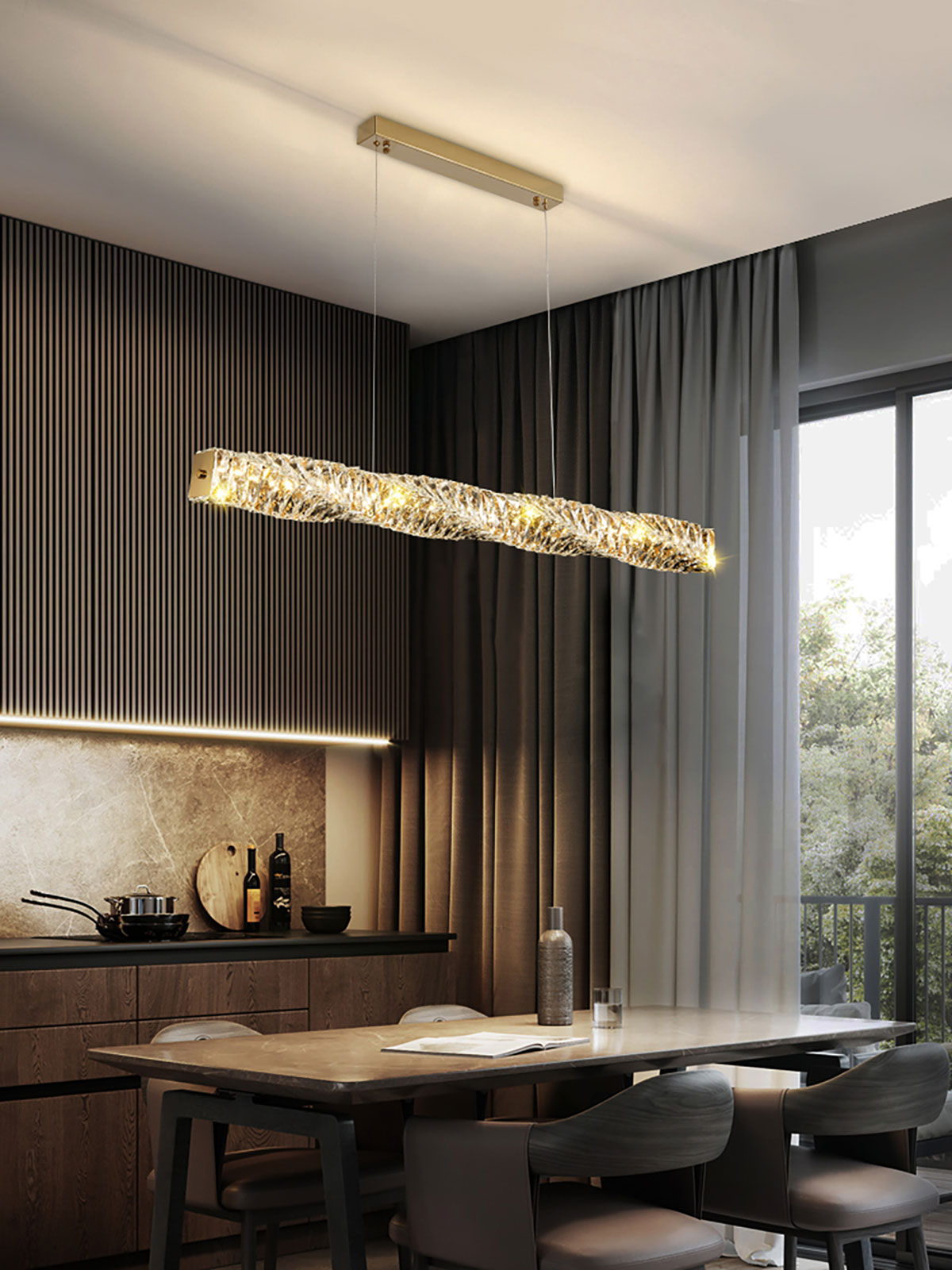 Lange kristallen hanglamp