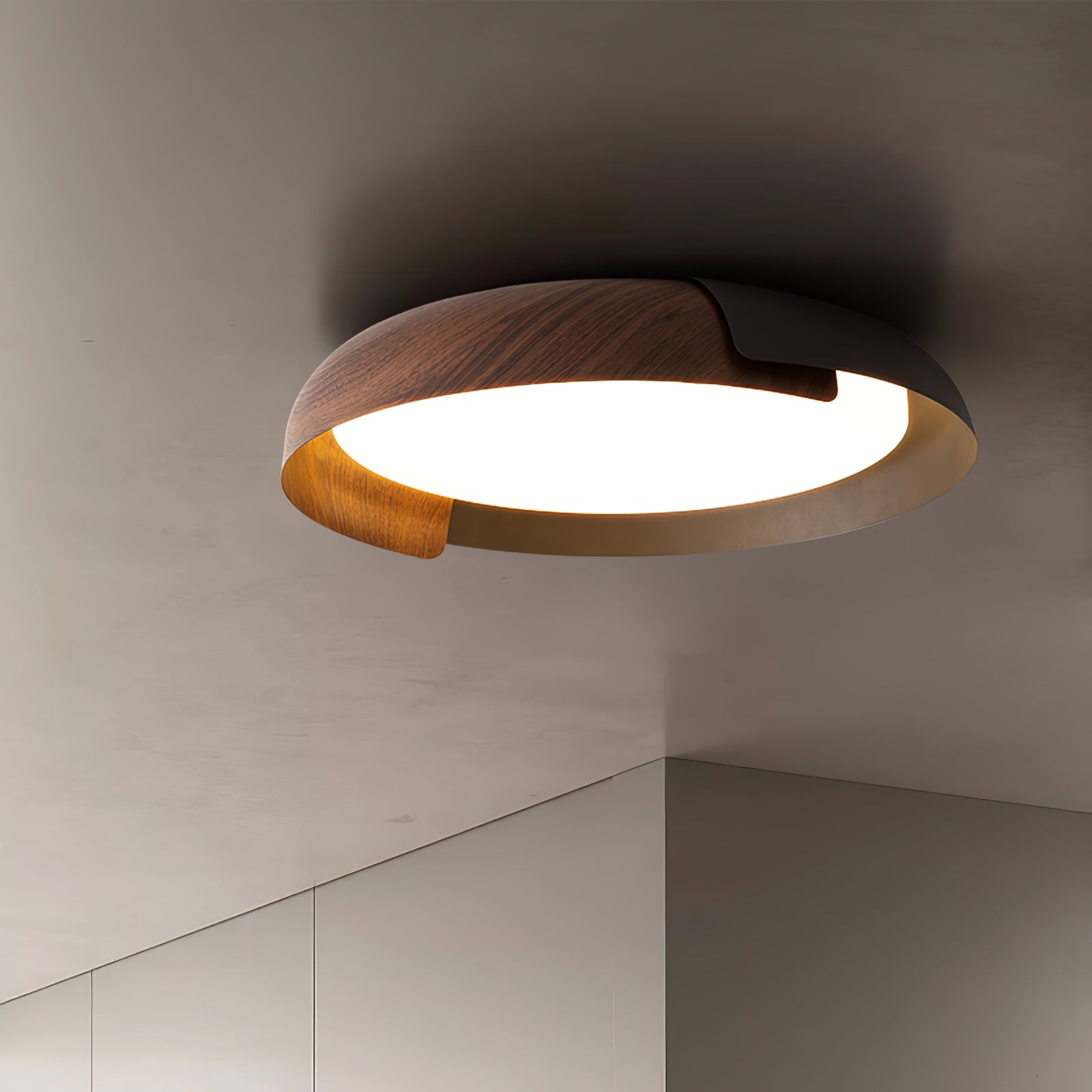 Hout geschilderde ronde plafondlamp