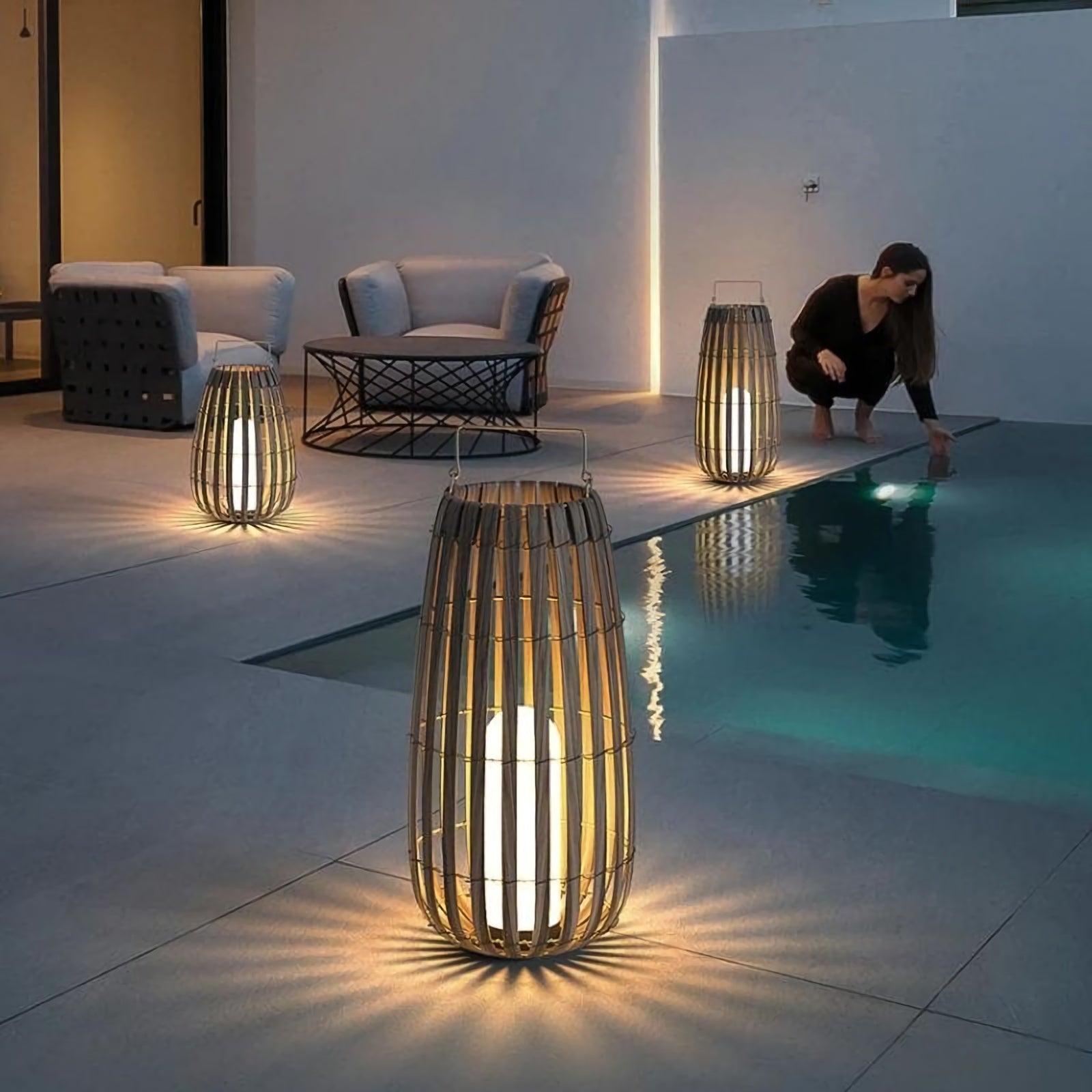 Tuin rotan vloerlamp
